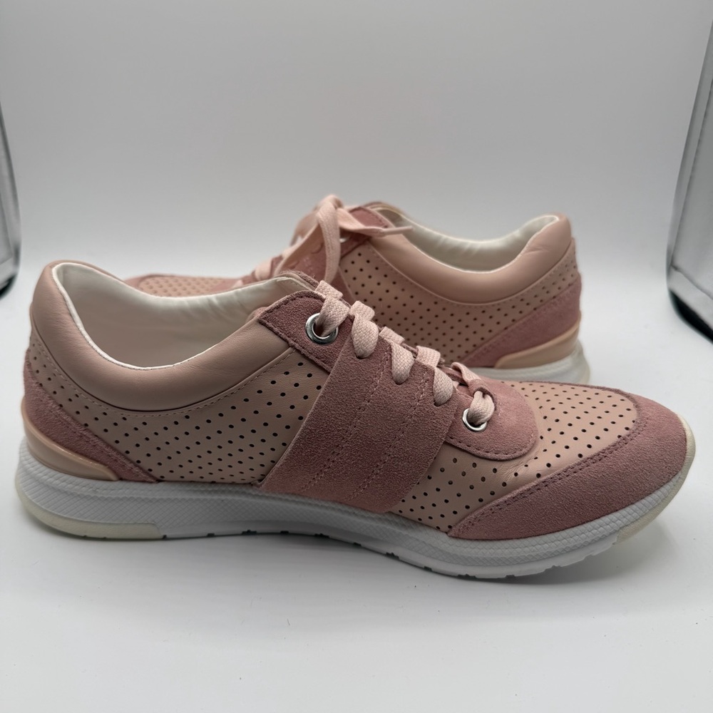 Foot Petals Pink Leather Perforated Comfort Sneakers Lace Up Women’s 8m View 5